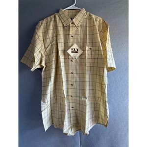 ELY Casuals Western Shirt Men's XLT Yellow Plaid Short Sleeve Work Casual NWT